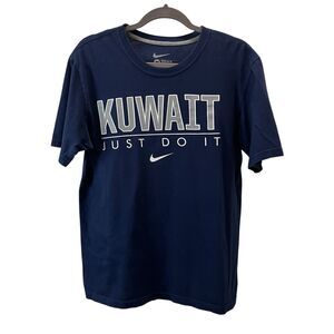 Kuwait Just Do It Nike Graphic Spellout Shirt Short Sleeve Navy Mens Size M